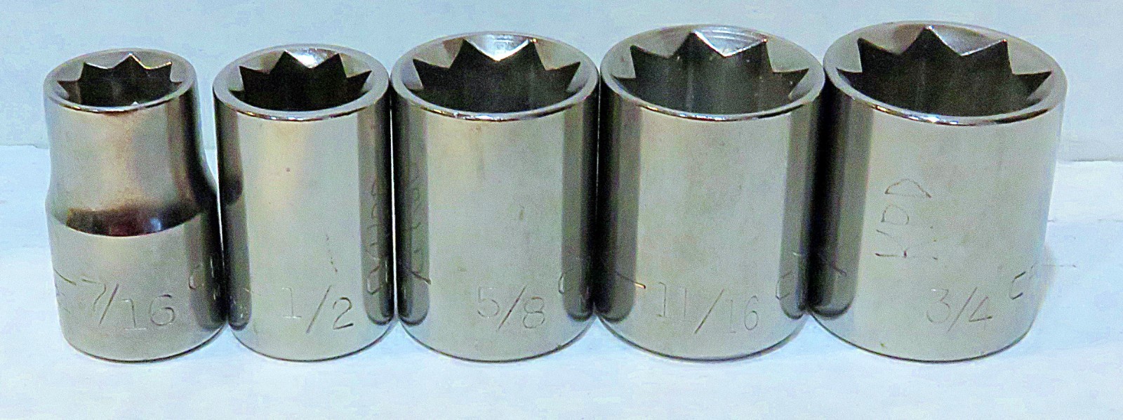Craftsman USA 1/2” Drive 8 Point Socket Set 6pc Double Square Reverse Torx Nice