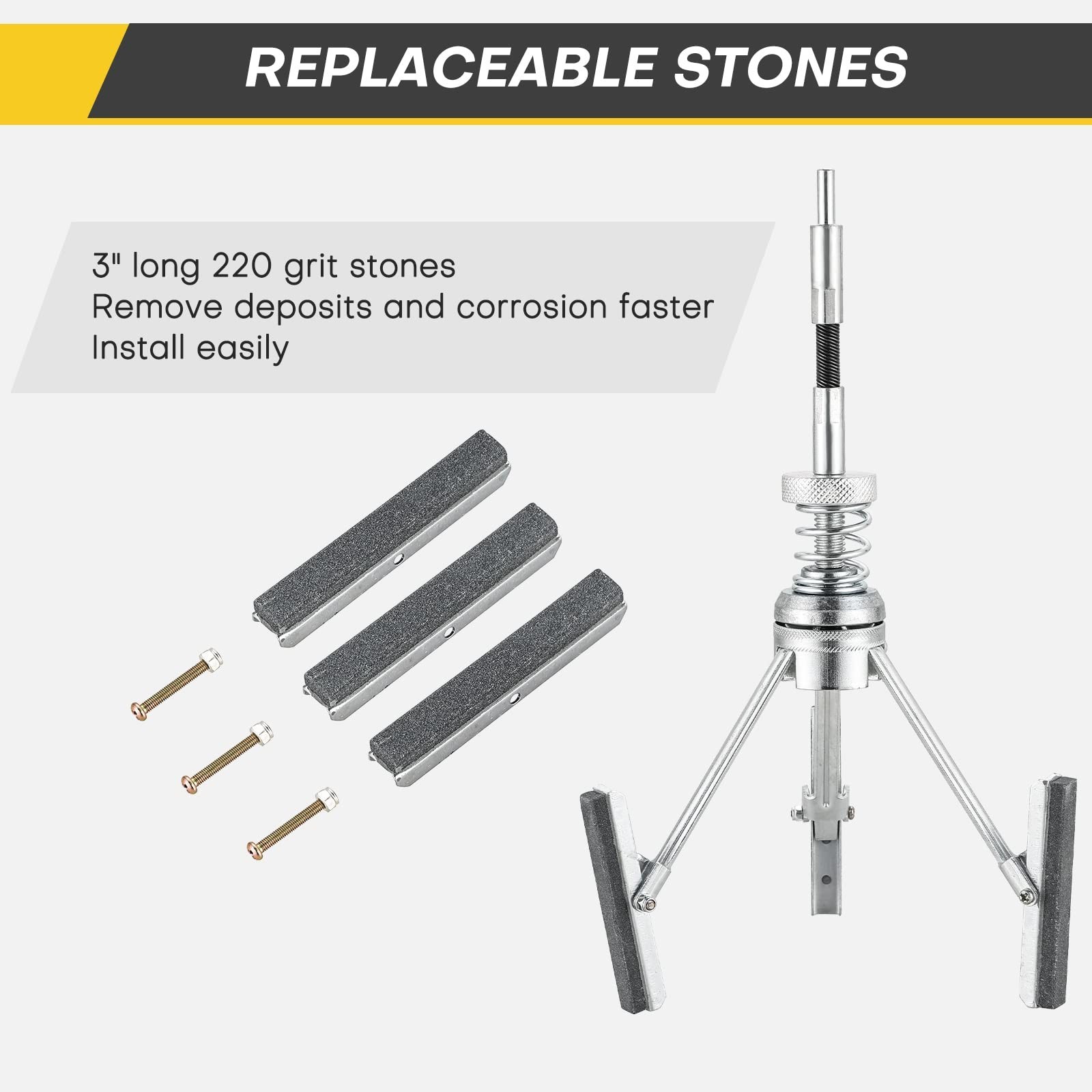 Adjustable Engine Cylinder Hone Tool 2″ to 7″ Diameter with 3 Extra 220 Grit Sto