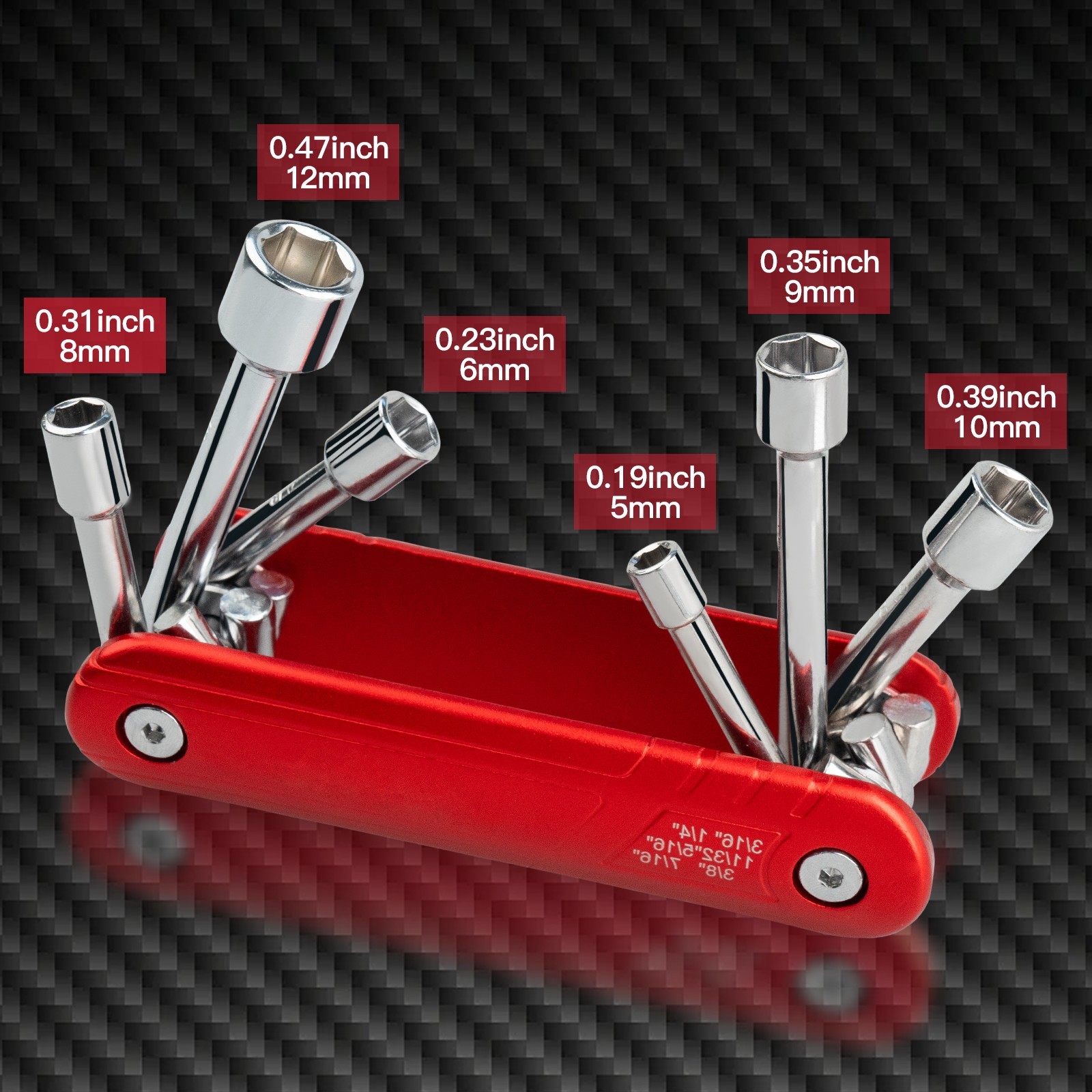 6 in 1 Folding Nut Driver Set Imperial Hex Nut Driver Set Folding Socket Wrench