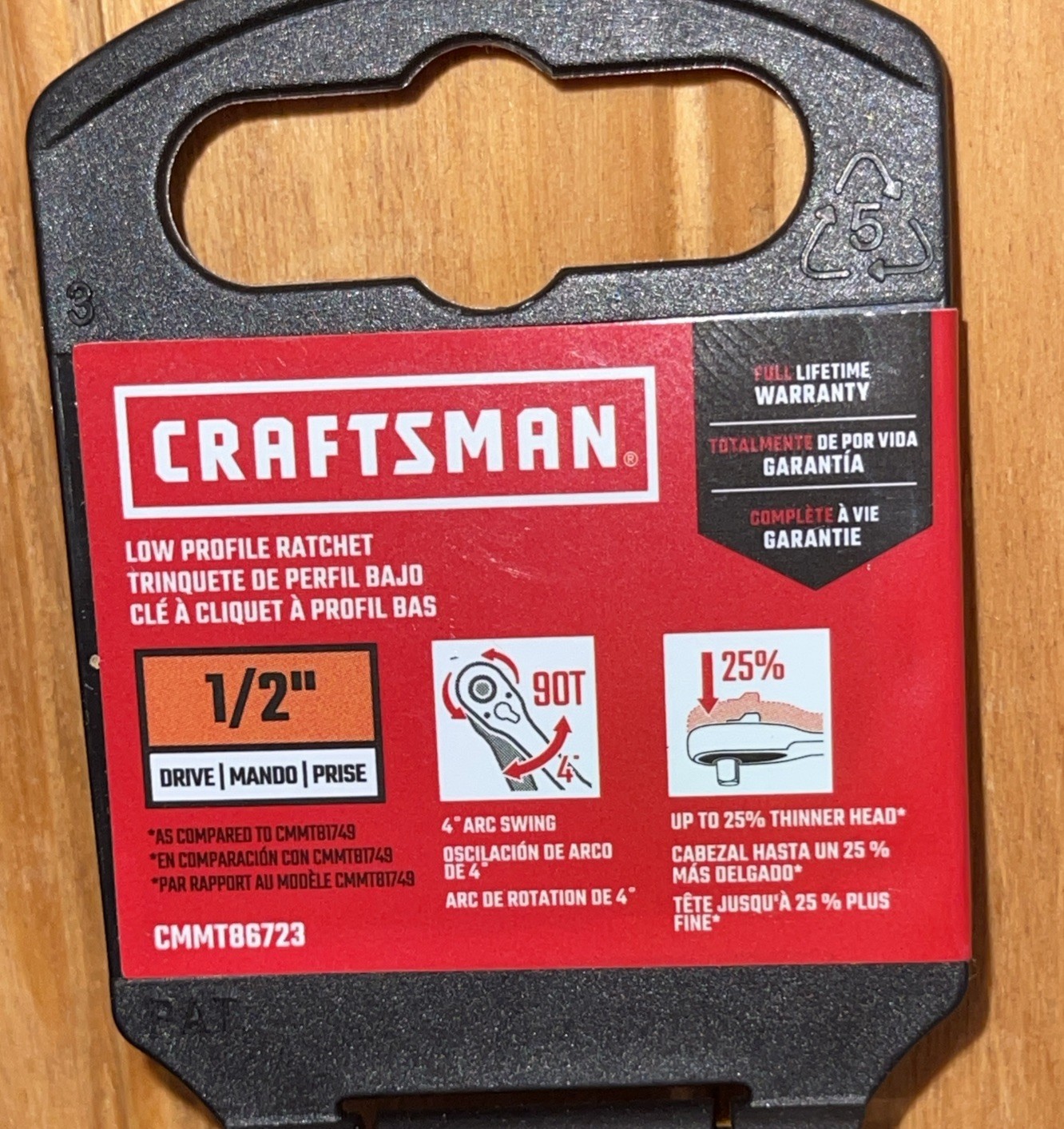 Craftsman 90-Tooth (90T) Low Profile 1/2 in. Socket Drive Ratchet #CMMT86723 NEW