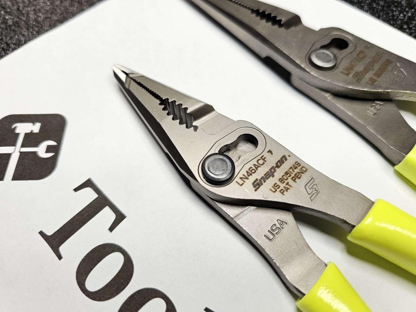 Snap-on Tools USA NEW 2pc HI-VIZ 7″ & 9″ Long Nose Slip Joint Pliers LN46ACF