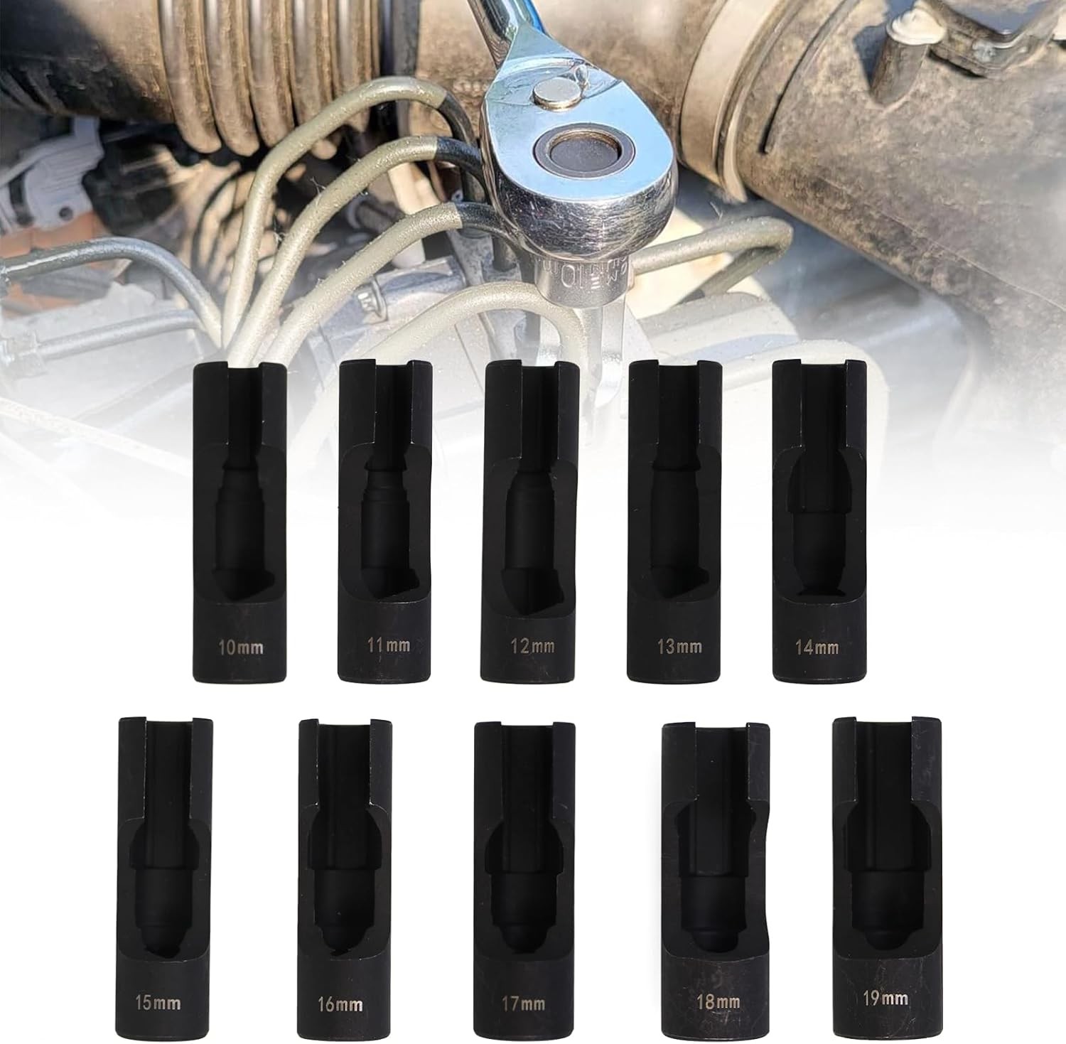 RULLINE 10pcs Upgraded Steel Flare Nut Socket Set for Automotive and