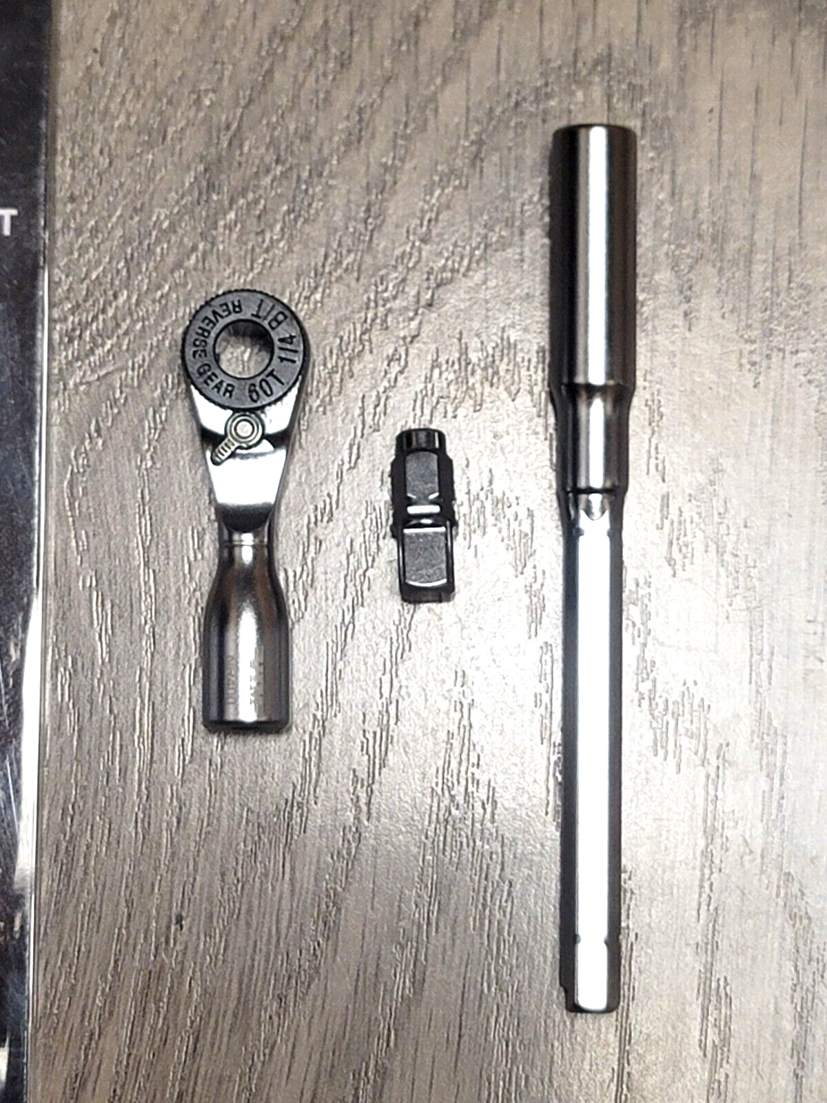 VIM Tools 3pc 1/4″ dr + 1/4″ Hex Stubby Nano Ratchet w/ Extension #NR400K