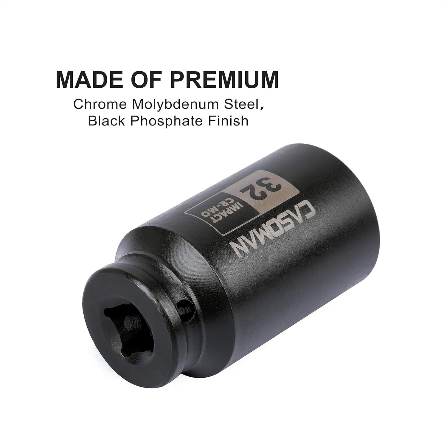 Durable 1/2 Inch Drive 32 mm Deep Socket – ANSI Certified with Laser Etched Size