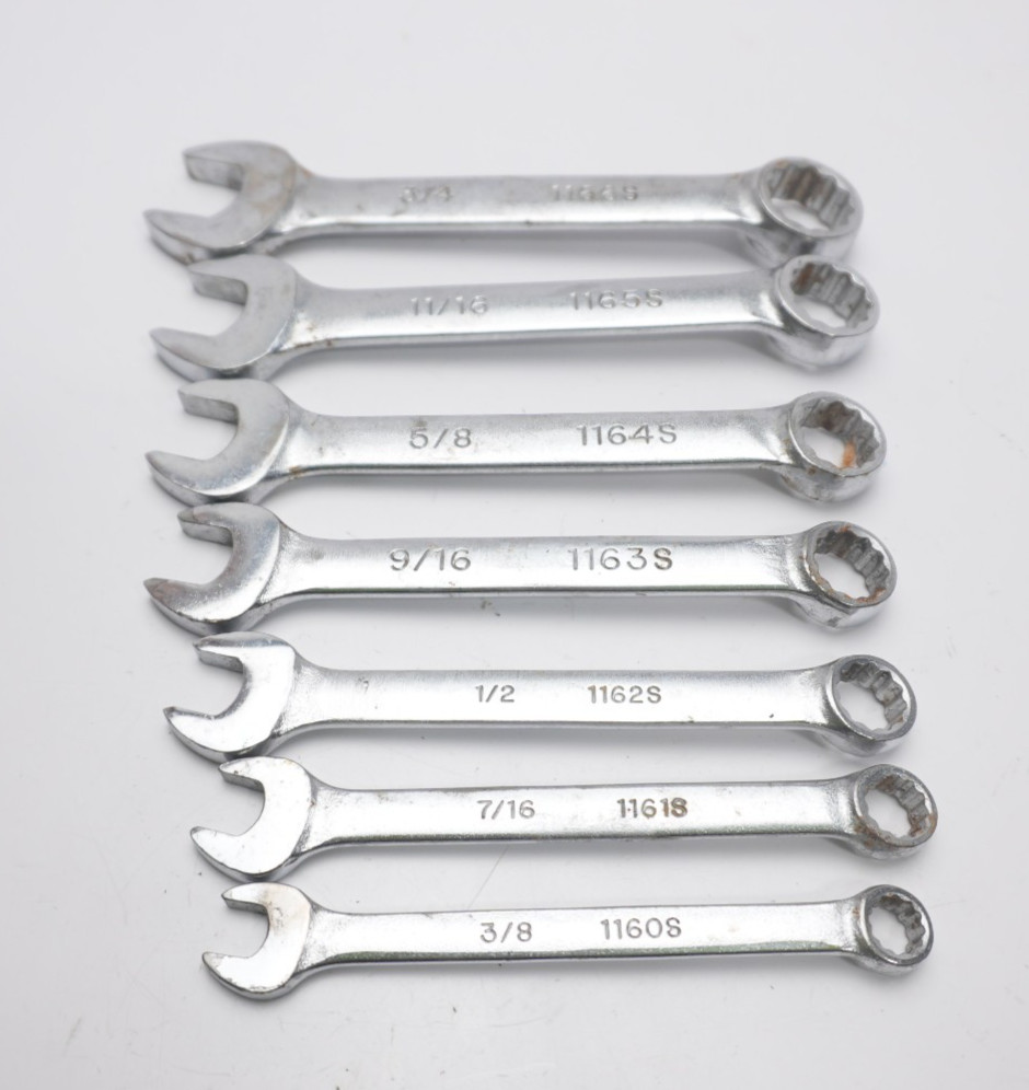 Williams Superrench Short Stubby Combination Wrench 7 pc Set 12 pt USA 3/8″-3/4″