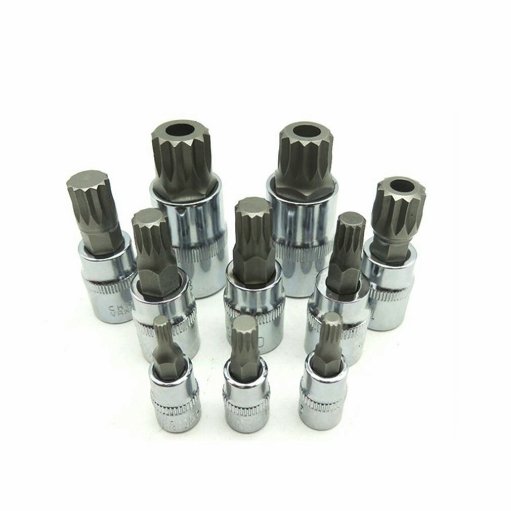 10PC XZN Triple Square 12 Point Spline Bit socket Set 4MM – 18MM