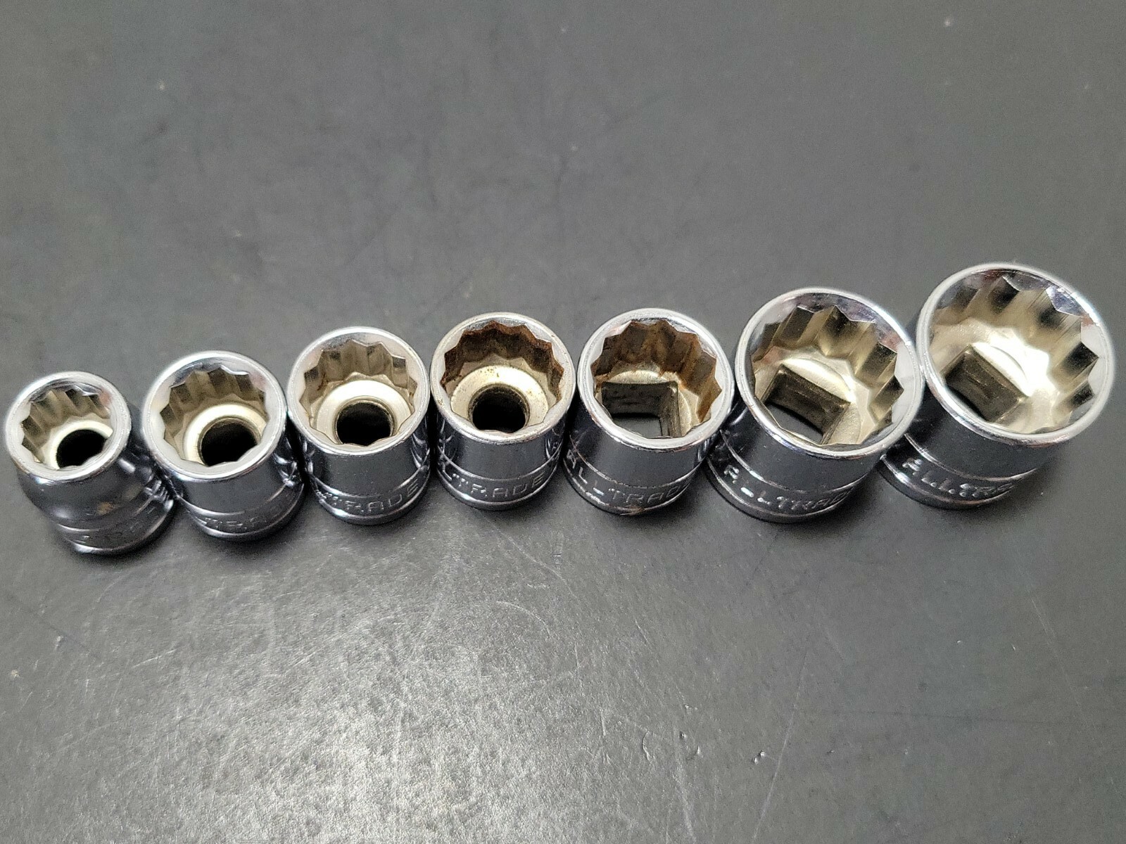 (7) ALLTRADE Shallow Sockets 12mm 13mm 14mm 17mm 19mm Metric 3/8″ Drive 12 Point