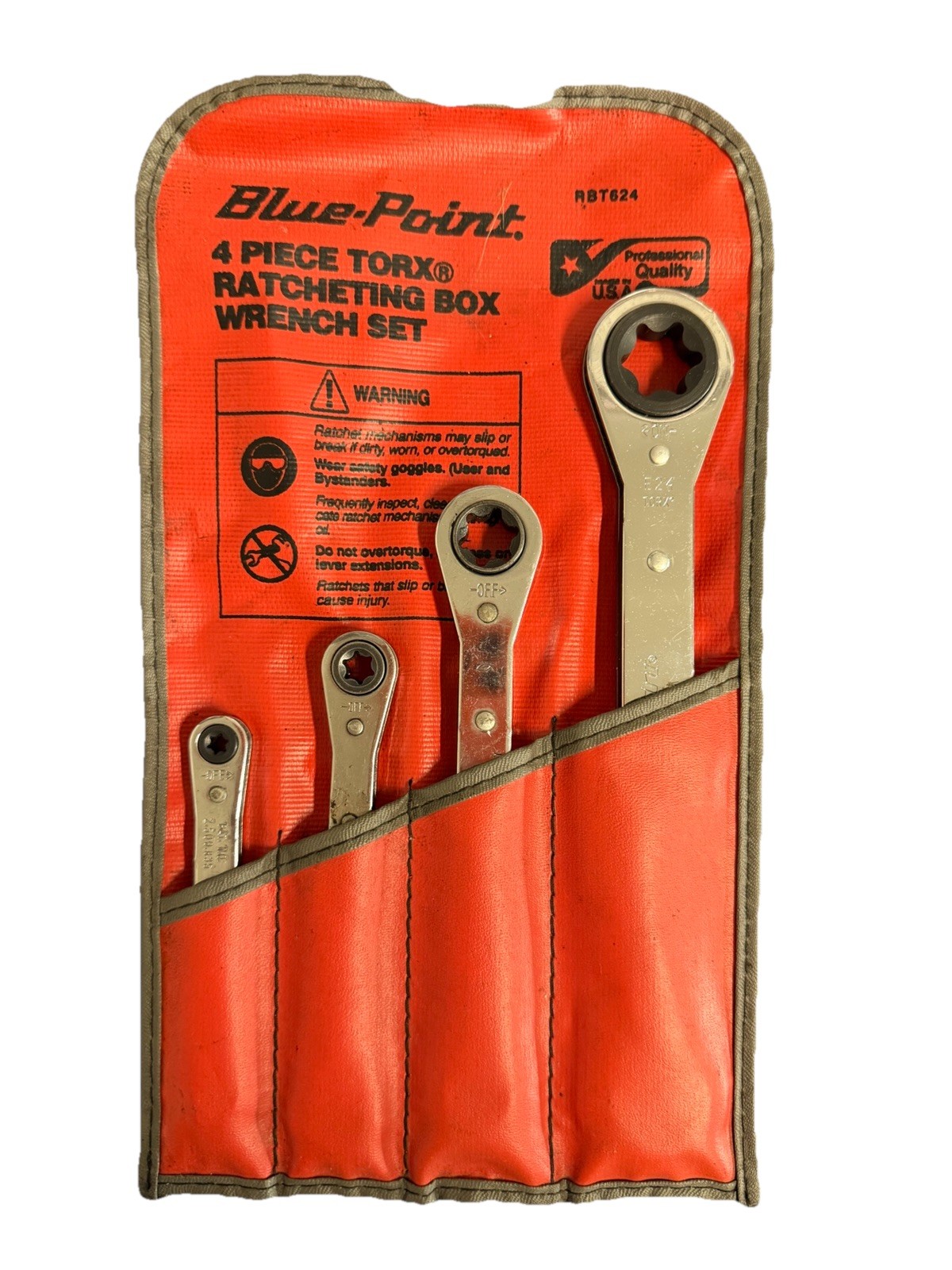 Blue Point by Snap-On E-Torx Ratchet Box Wrench Spanner 4pc Set E6-E24 RBT624