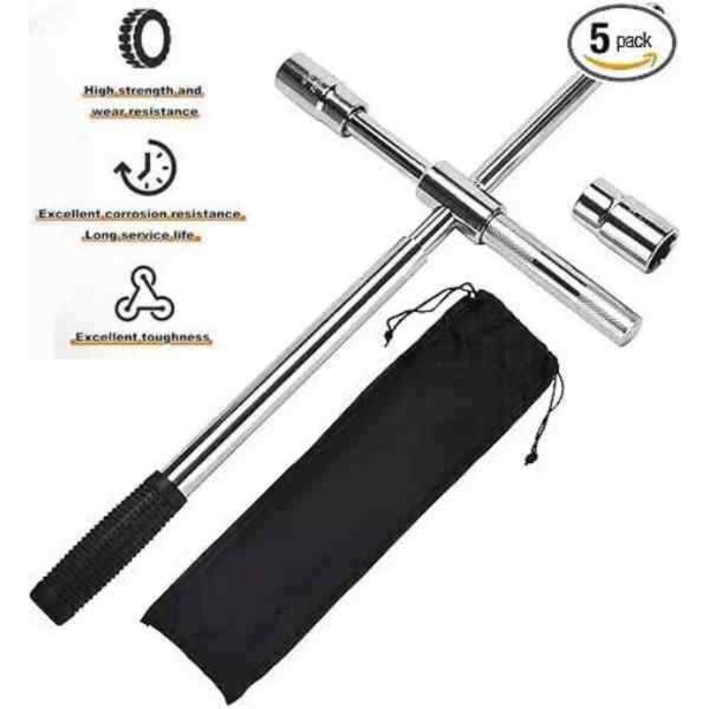 Universal 23″ Extended Lug Wrench 4 Way Tire Iron Nut Wrench Set With Socket