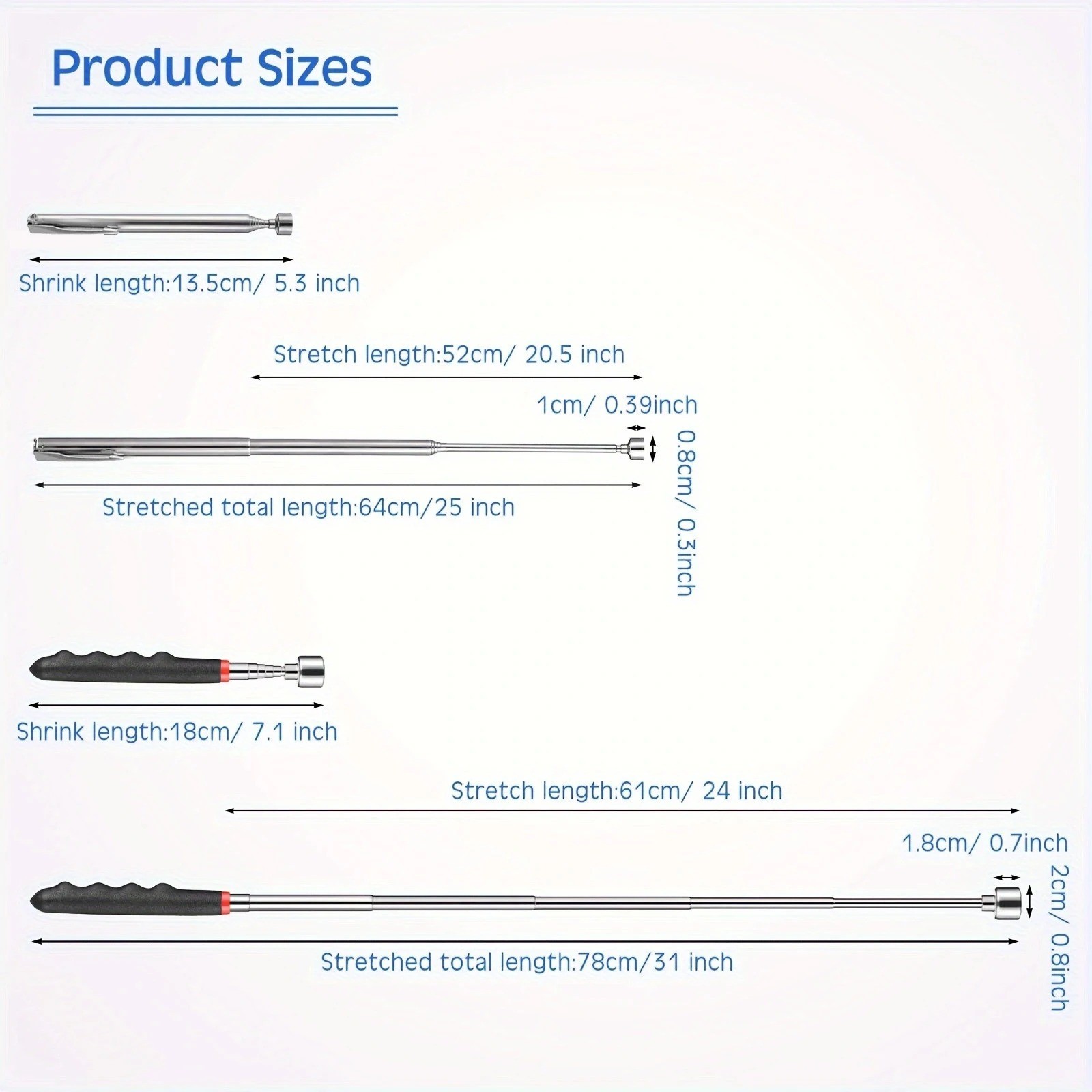 Telescopic Magnetic Pick Up Tool Long Reach Magnet Extendable Extending 3lb Pen