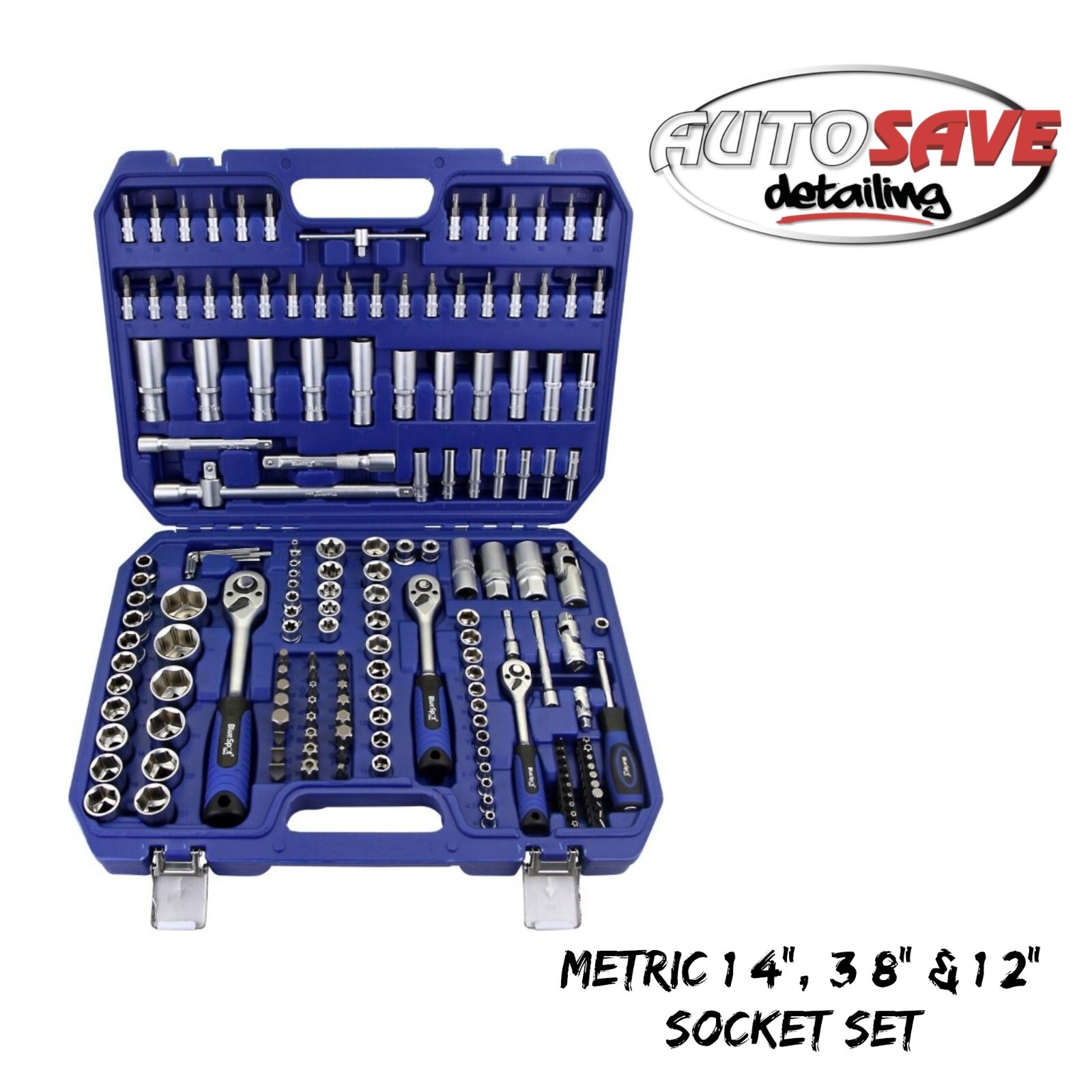 BlueSpot – 171 PCE Metric 1/4″, 3/8″ & 1/2″ Socket Set (1/4″ 4-14mm) (3/8″ 10-19