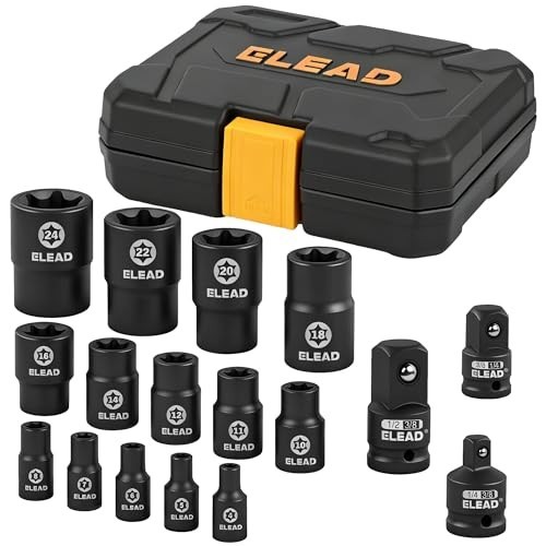 17-Piece Inverted E-Torx Socket Set – Impact Cr-V Steel Star Female Sockets E4-E