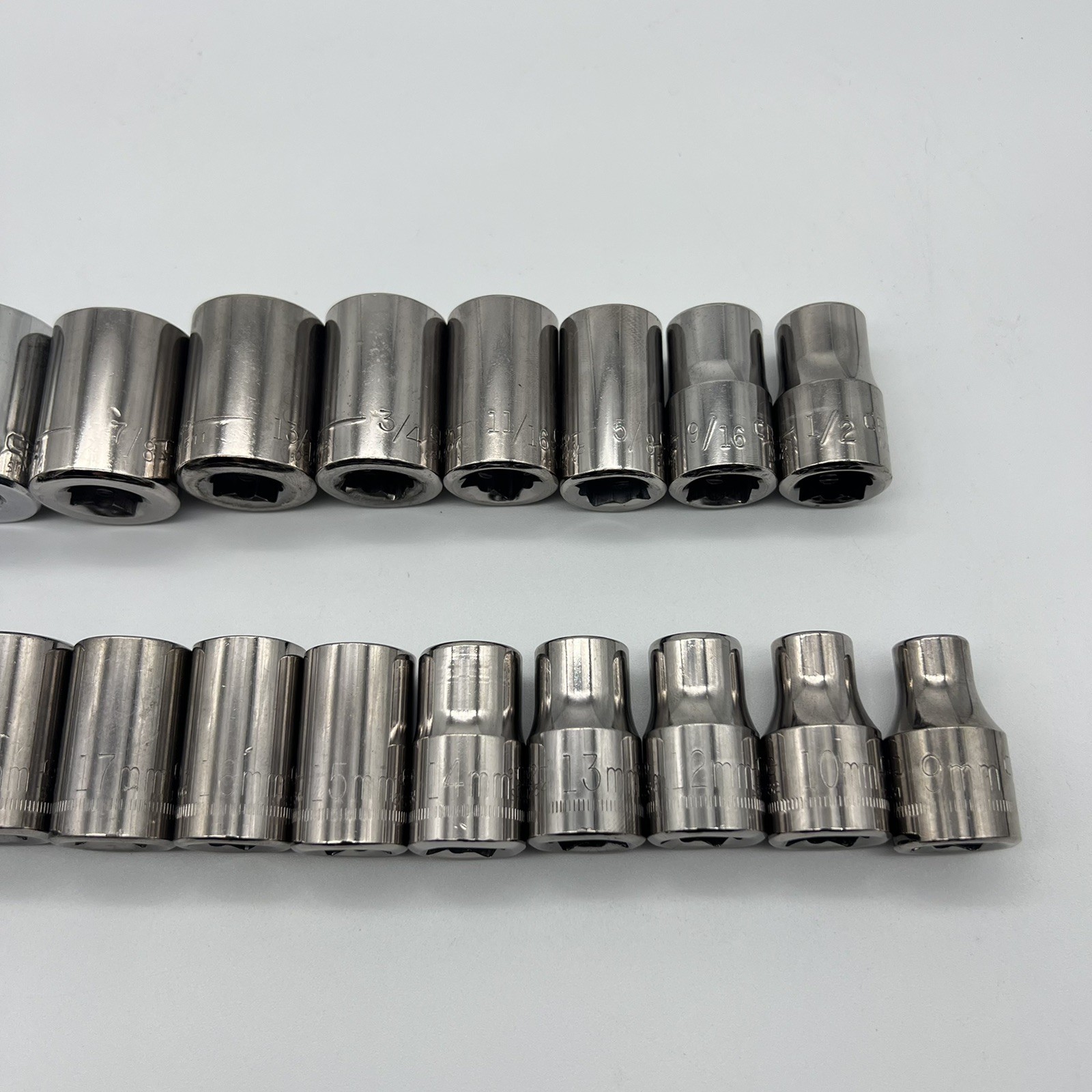 Craftsman 1/2” Drive Ratchet Metric And SAE Socket Set 24pc Made In USA