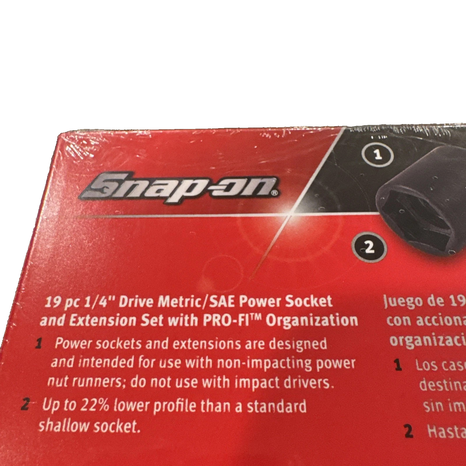Snap-on 19pc 1/4”dr metric/sae power socket & extension foam set 119ntmle NEW