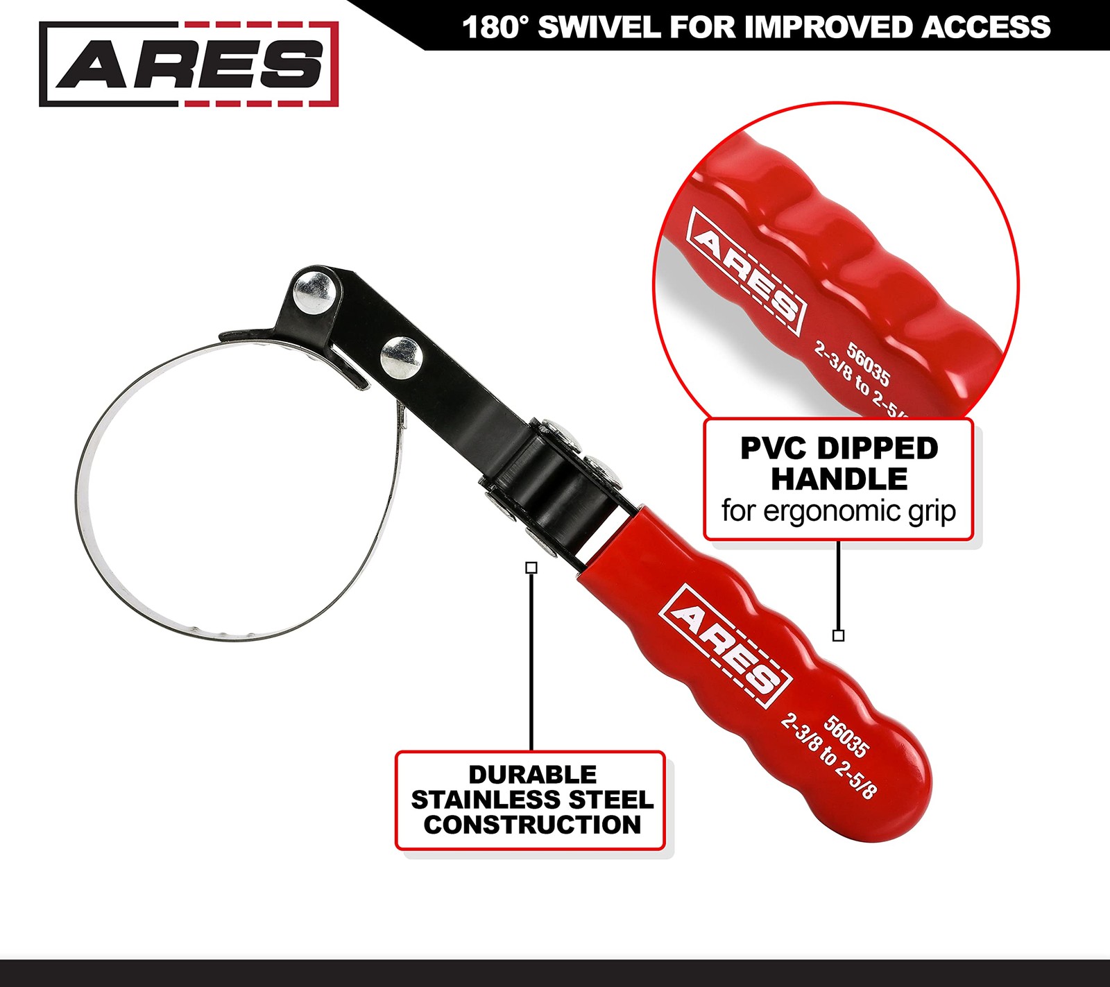 56039 “ 4in1 Swivel Oil Filter Wrench “ 2 3/8inch To 4 3/8inch 60mm To 111mm C