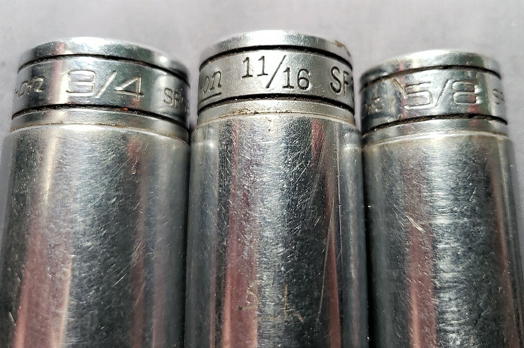 9 SNAP-ON DEEP SOCKETS SFS 201, 221, 241, 121; SF141, SIMF160; SFSM18, 19