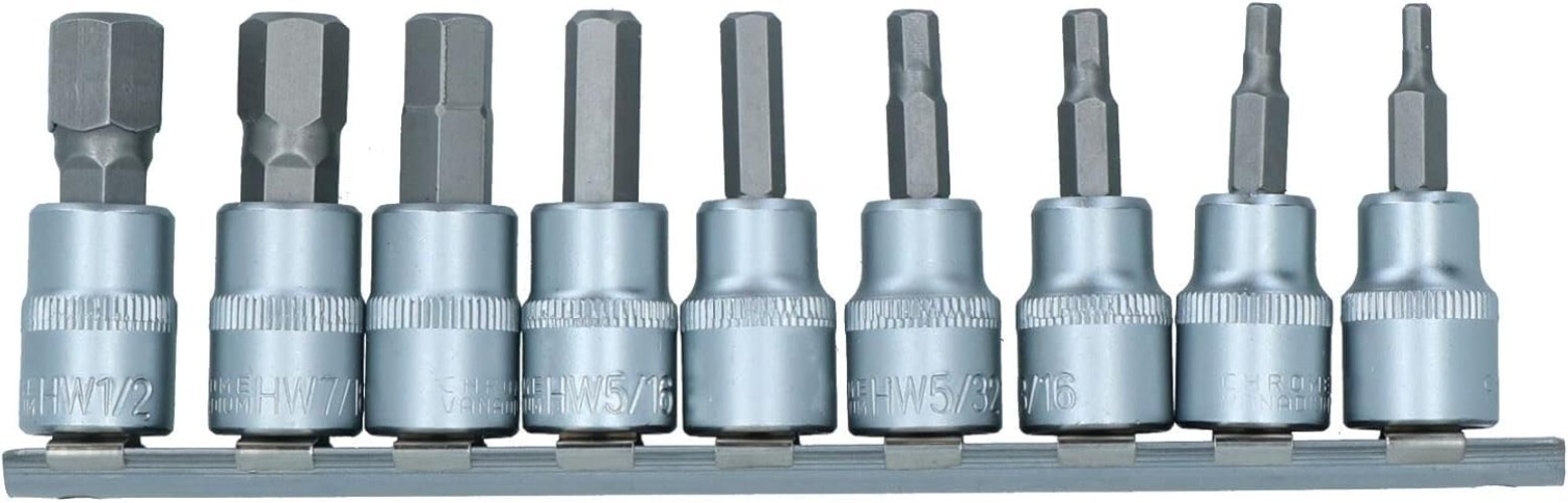 Versatile 5-Piece Allen Hex Key Set – 3/8 Inch Drive Size Range 1/8″ to 1/2″