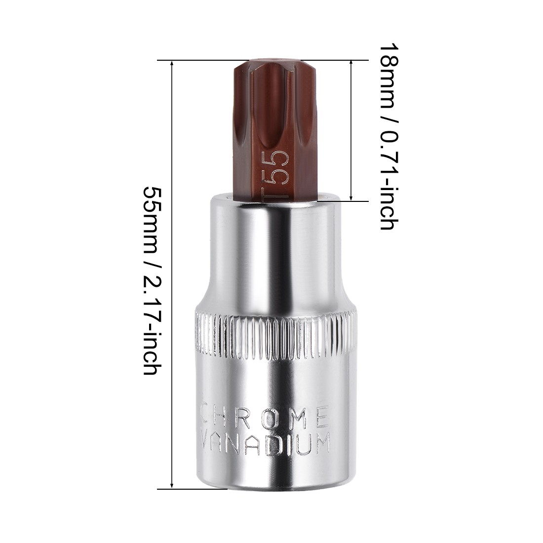1/2-Inch Drive T55 Torx Bit Socket S2 Steel 55mm Length