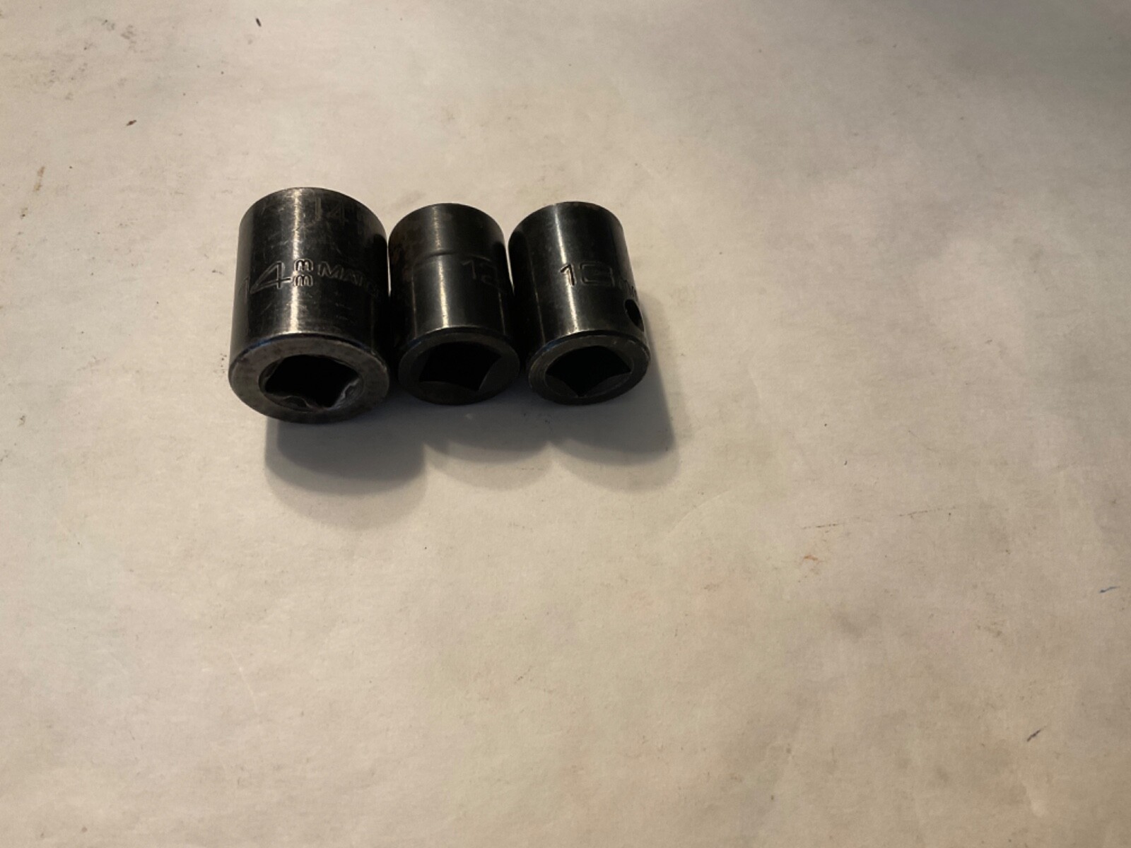 Matco Metric 3/8″ Shallow Impact Sockets 12mm,13mm & 14mm. Really nice sockets