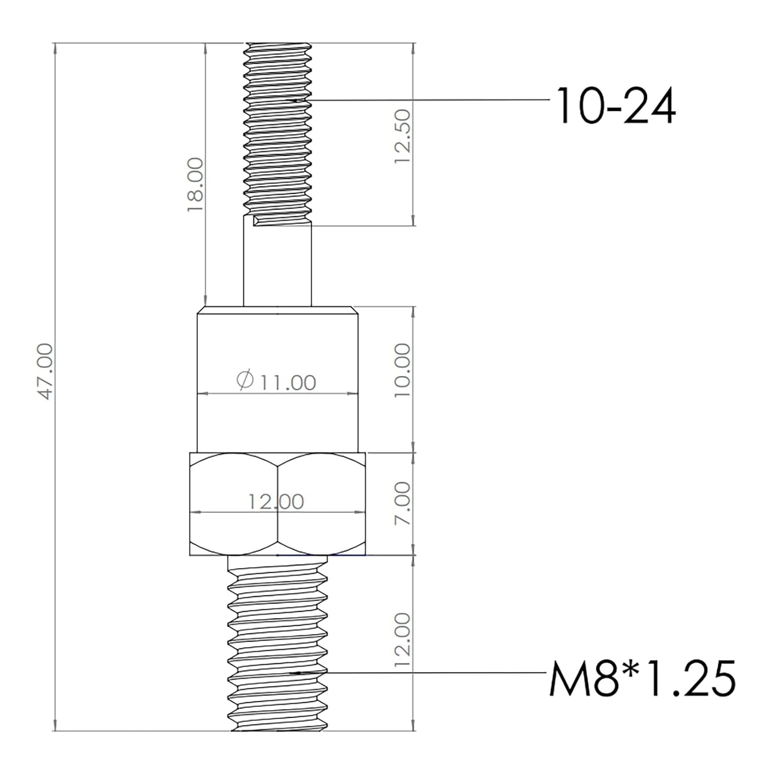 Rivet nut Gun Mandrel and Nose Pieces Accessary (SAE 10-24 2 Pack) Black