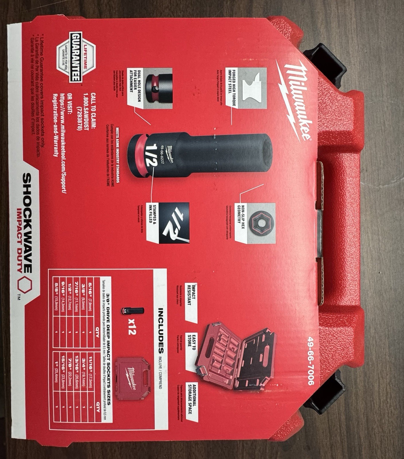Milwaukee Shockwave 3/8 Drive SAE 6-Point Deep Impact Socket Set 12-Piece