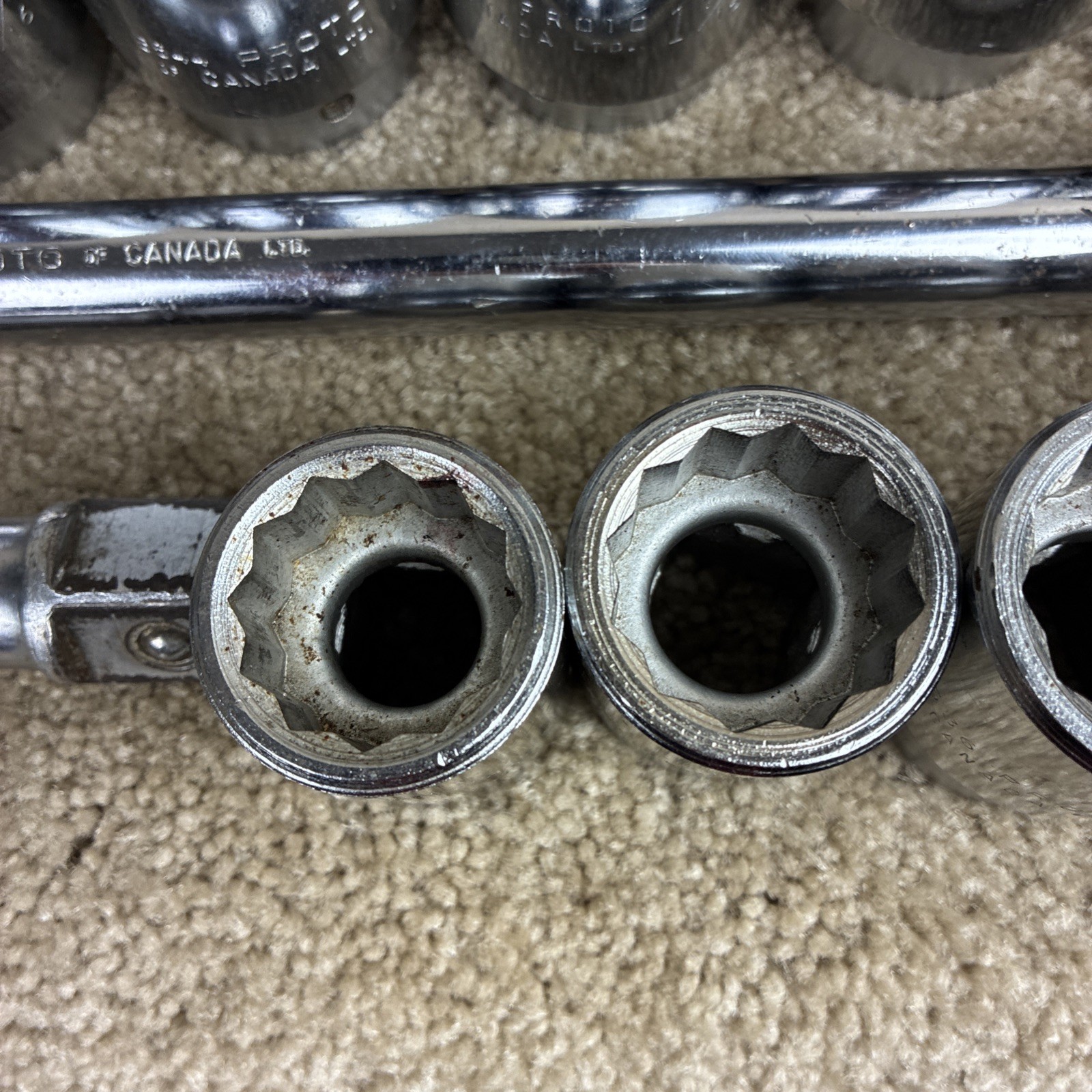 PROTO 3/4 Drive Flex Head Breaker Bar ,11 Sockets ,Craftsman Extension SAE