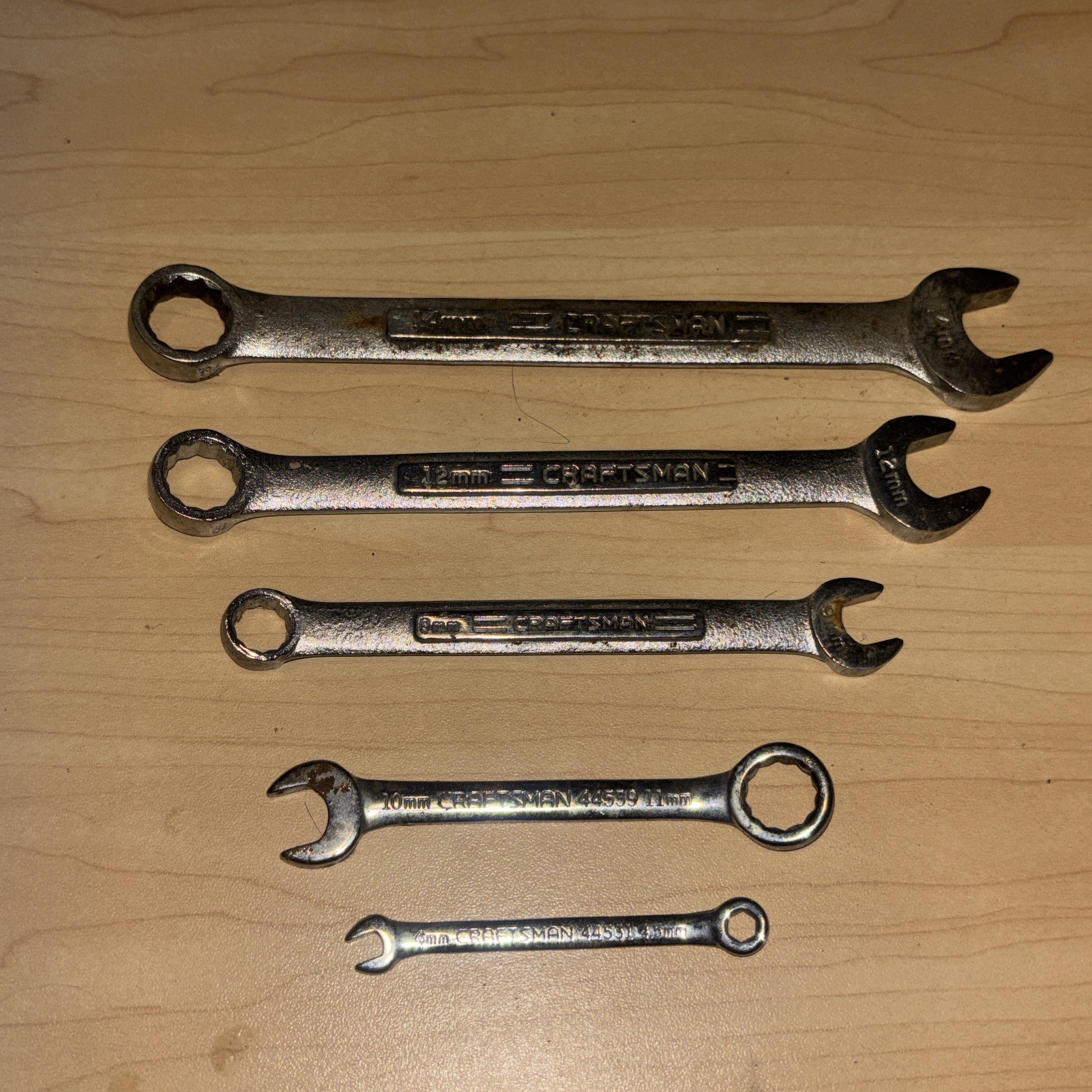 Craftsman 5 PIECE Combination Wrench SET LOT 14mm 12mm 11mm 10mm 9mm 4.5mm 4mm