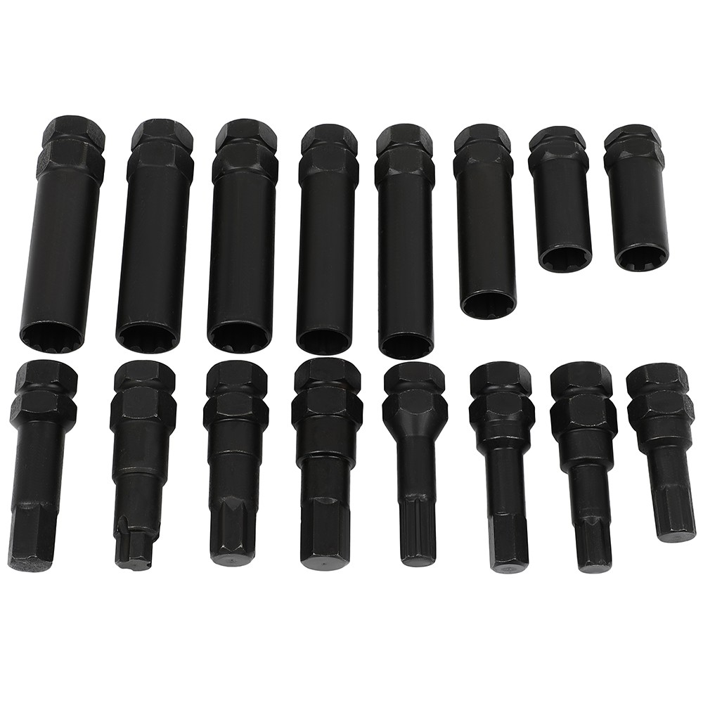 16pcs Locking Lug Nut Master Set Wheel Lock Key Removal Tool Kit double hex-head