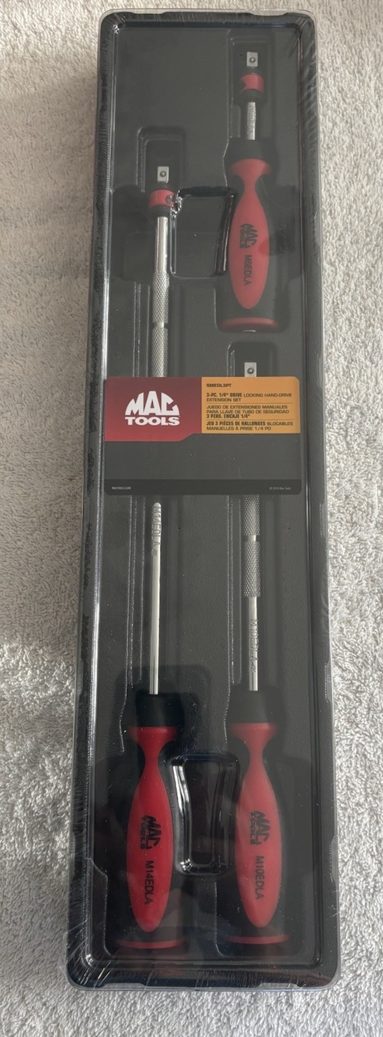 Mac Tools 3 Pc. 1/4” Drive Locking Hand Drive Extension Set w/Tray – LAST ONE