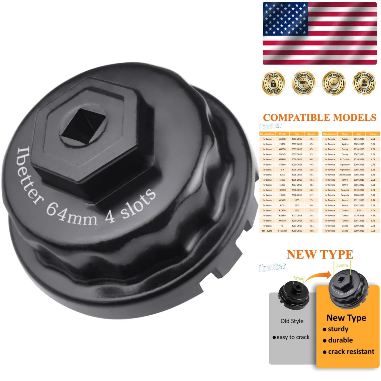 Mechanics Favorite: 64mm Heavy Duty Oil Filter Wrench for Toyota, Lexus Vehicles