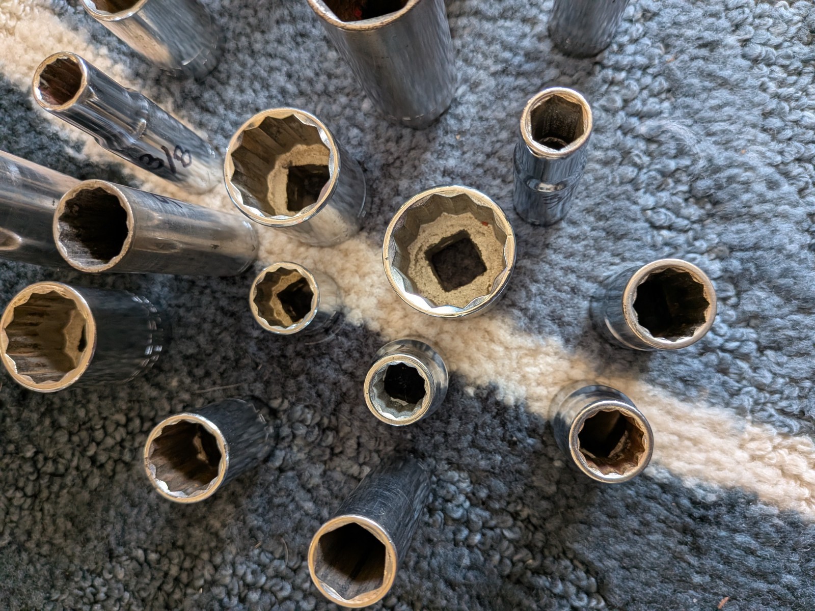 Vintage Craftsman Lot Of 19 SAE 3/8” 1/2″ Drive V-VV- sockets 6Pt 12pt