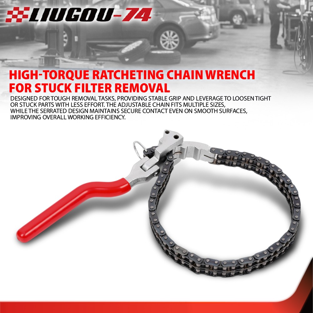 Heavy-Duty Ratcheting Chain Wrench Oil Filter Change Pipe Fittings 60-160mm