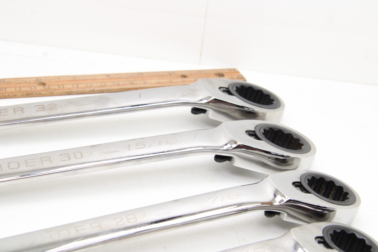 Blue Point 13/16″ – 1″ SAE Chrome 4 Piece 12 Point Ratcheting Wrench Set USA