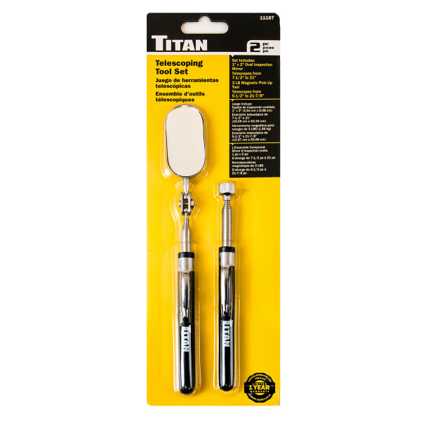 Titan 11187 2pc Telescoping Tool Set w/ 2lb magnet & Oval Mirror