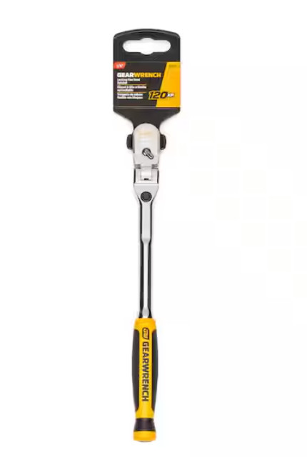1/4 In. Drive 120XP Dual Material Handle Locking Flex Head Ratchet 9 In.