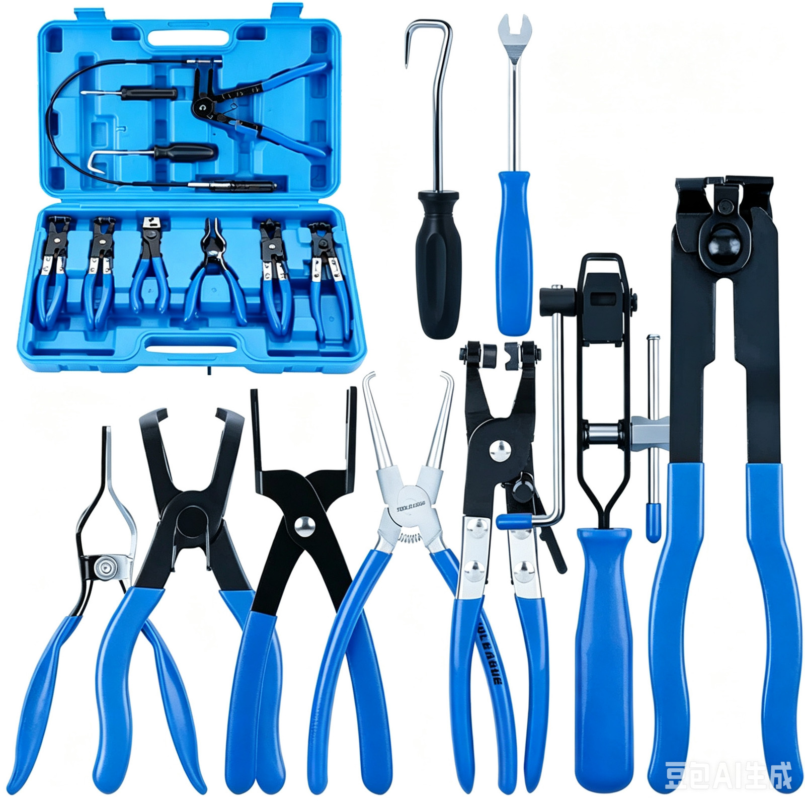 10Pcs Long Reach Wire Hose Clamp Pliers Fuel Oil Water Pipe Clip Remover Kit