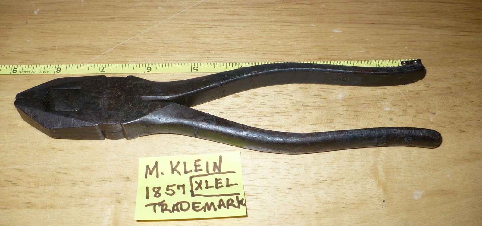 Vintage M. Klein Lineman Pliers 1857 Trademark Reg Chicago USA X L EL 1943 ?
