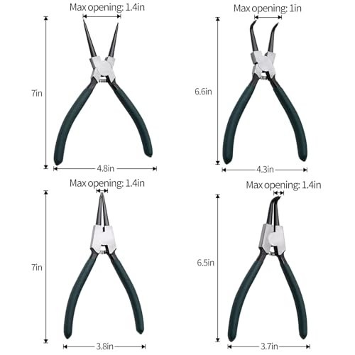 4pcs Snap Ring Pliers Set – 7″ Heavy Duty Internal/External Circlip Tool Kit, Pr