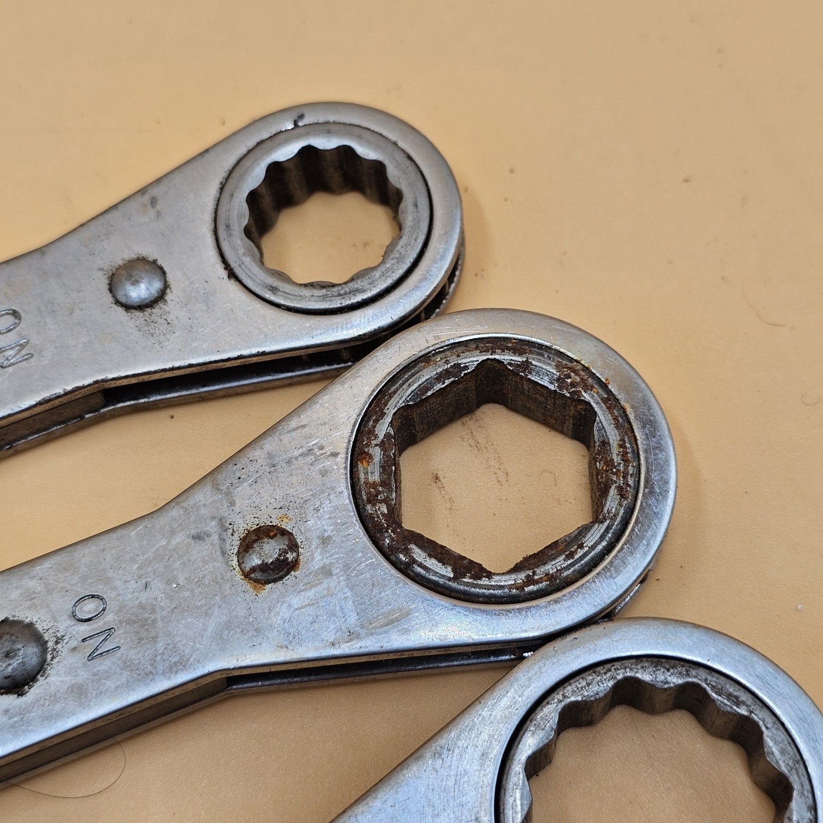 Vintage Snap On Ratcheting Wrench Set Of 3 R1820, R2426S, R-2428