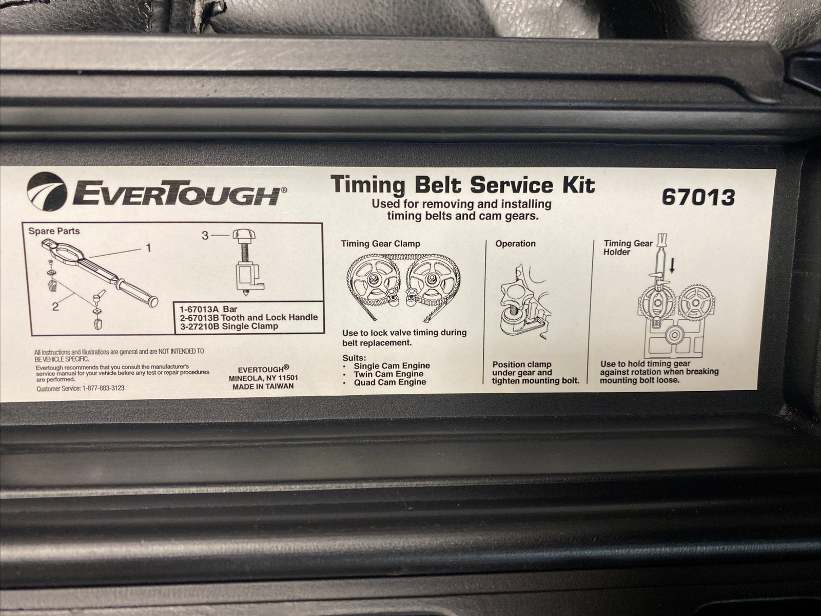 Evertough, Part #67013,Timing Belt Service Kit,Removing/Installing Timing Belts