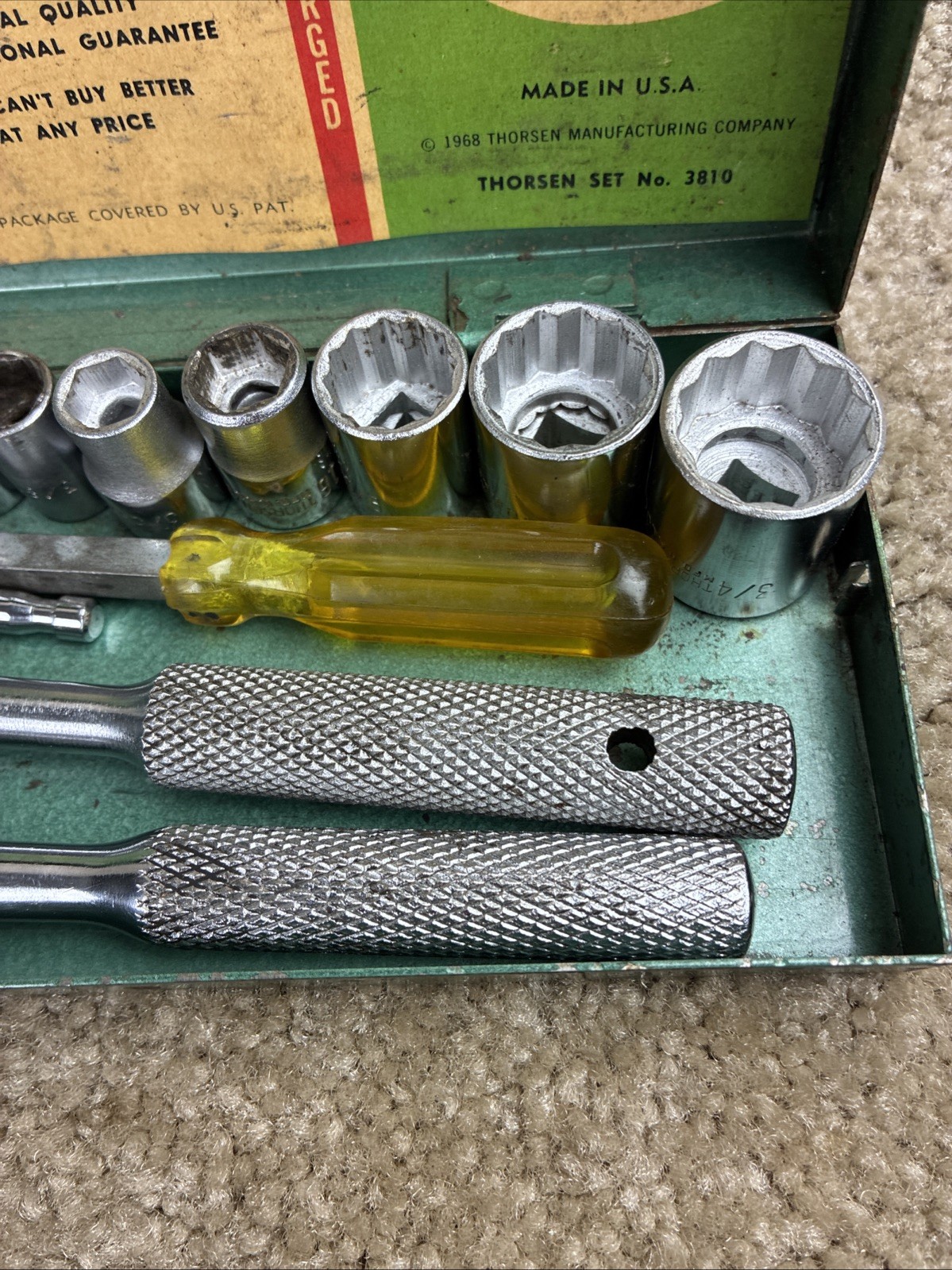 Thorsen #3810 3/8 Ratchet/Socket Set SAE 1968 Vintage