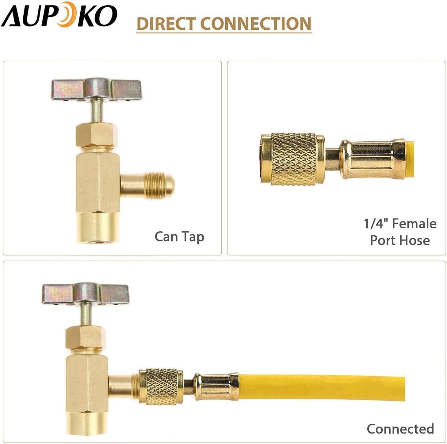 R134A Can Tap with Brass Tank Adapter and Valve Core Remover for AC Systems