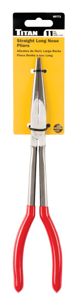 Titan 60771 11-Inch Straight Long Nose Pliers with Comfortable Grip Handle