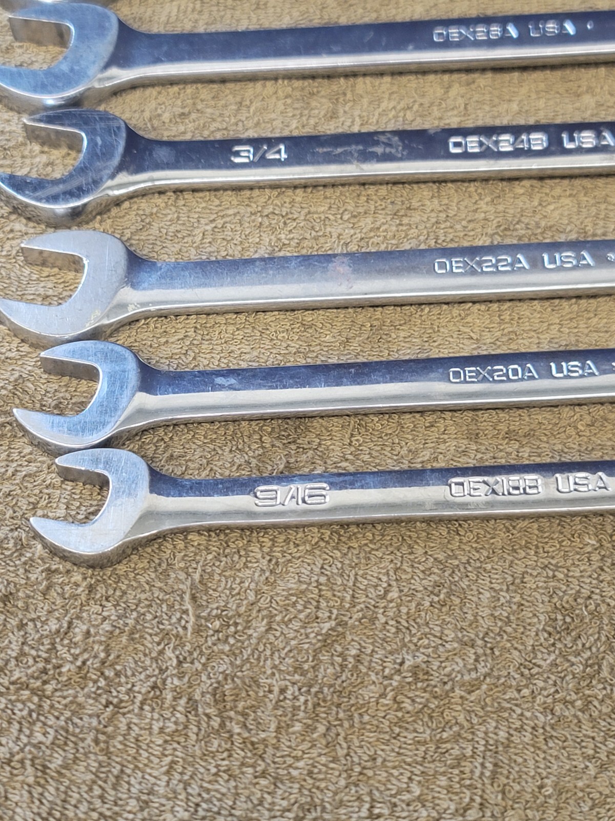 Snap on OEX Combination Wrench Set Sae 1″ 7/8 13/16 3/4 11/16 5/8 9/16 1/2 3/8