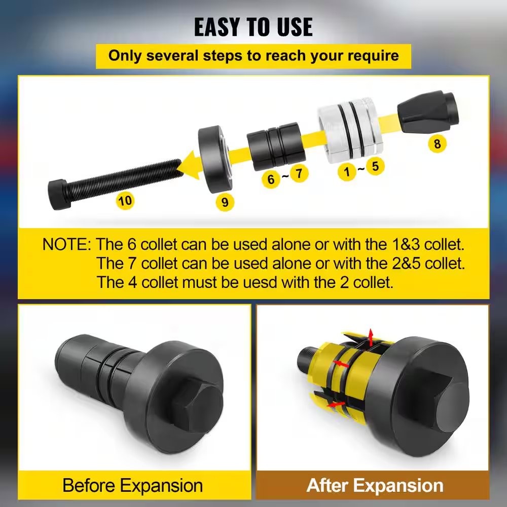 Exhaust Pipe Stretcher Kit 1-5/8 in. to 4-1/4 in. Exhaust Pipe Expander Kit 7 Pc