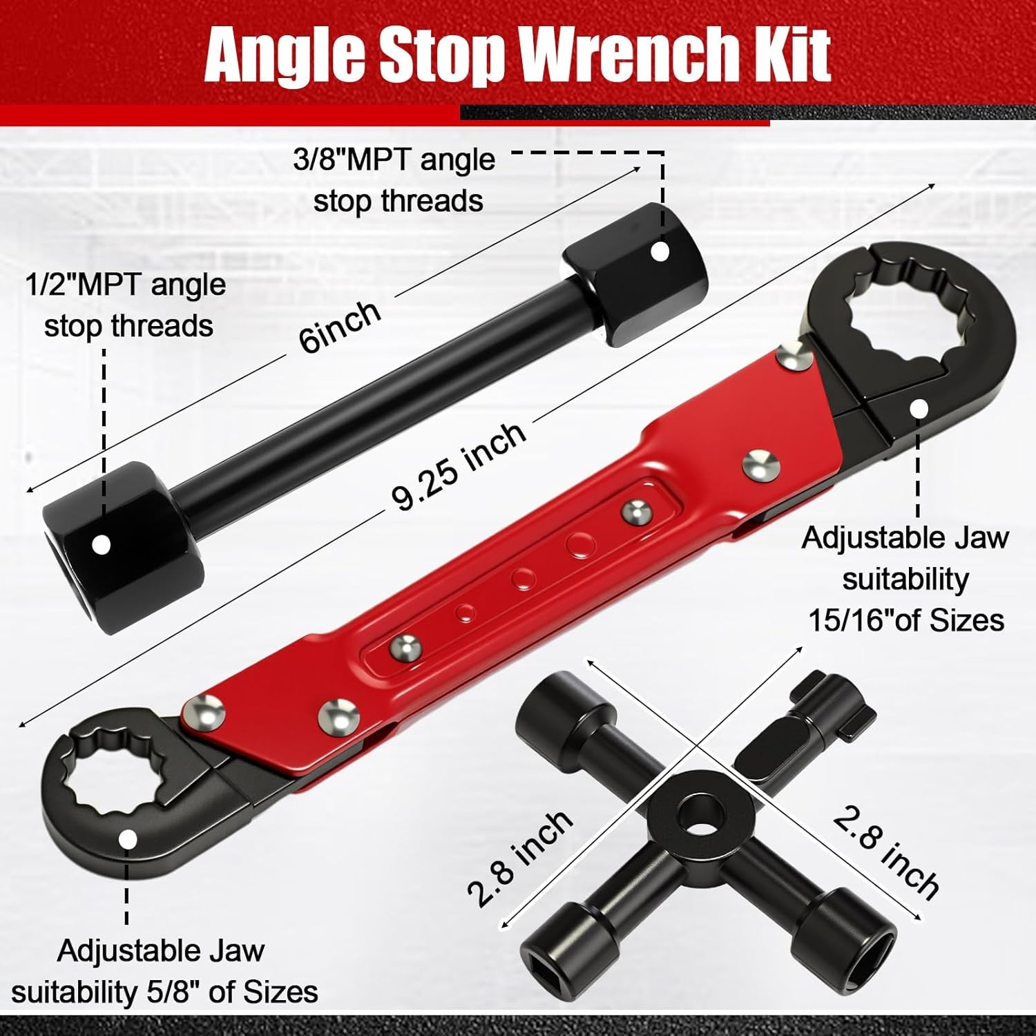 5 Pcs Angle Stop Wrench Kit Plumbing Tool, Compression Sleeve Puller for 1/2″…