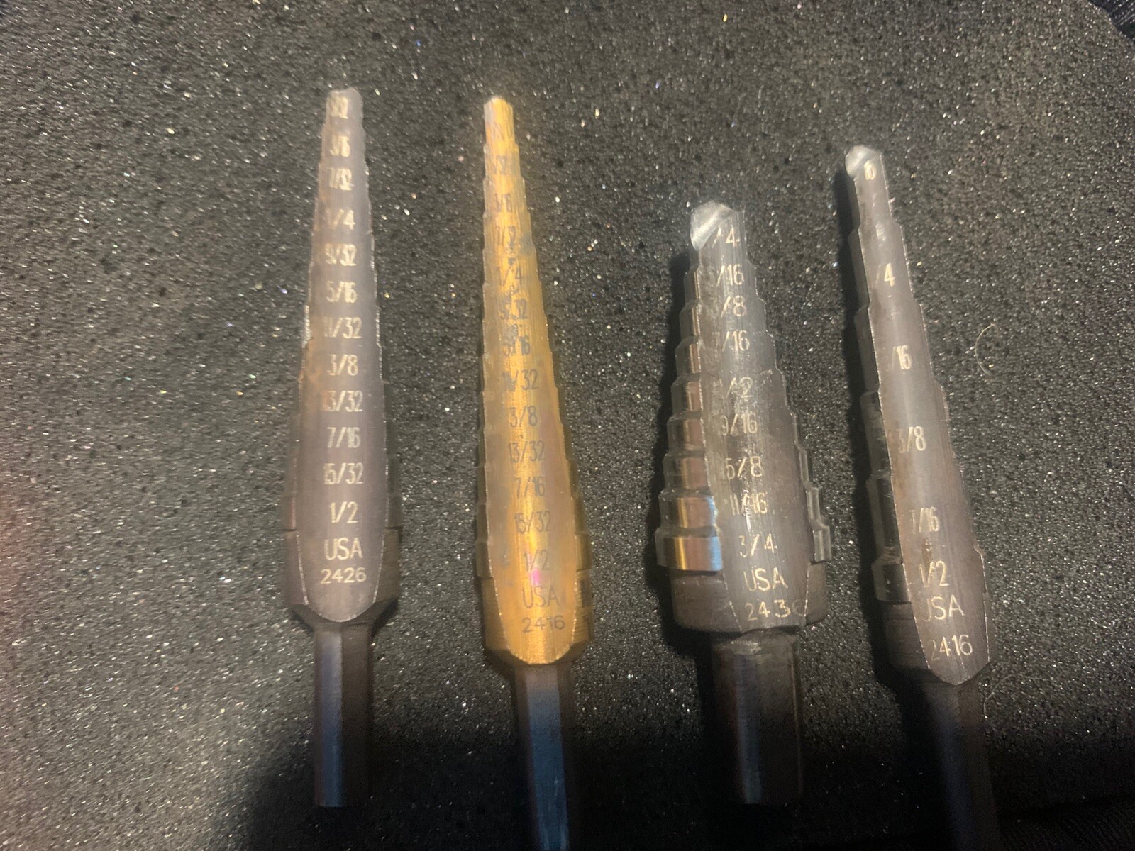 MATCO 4 PIECE SPIRAL FLUTE STEP DRILL SET Canvas Pouch Gently Used SAE See Photo