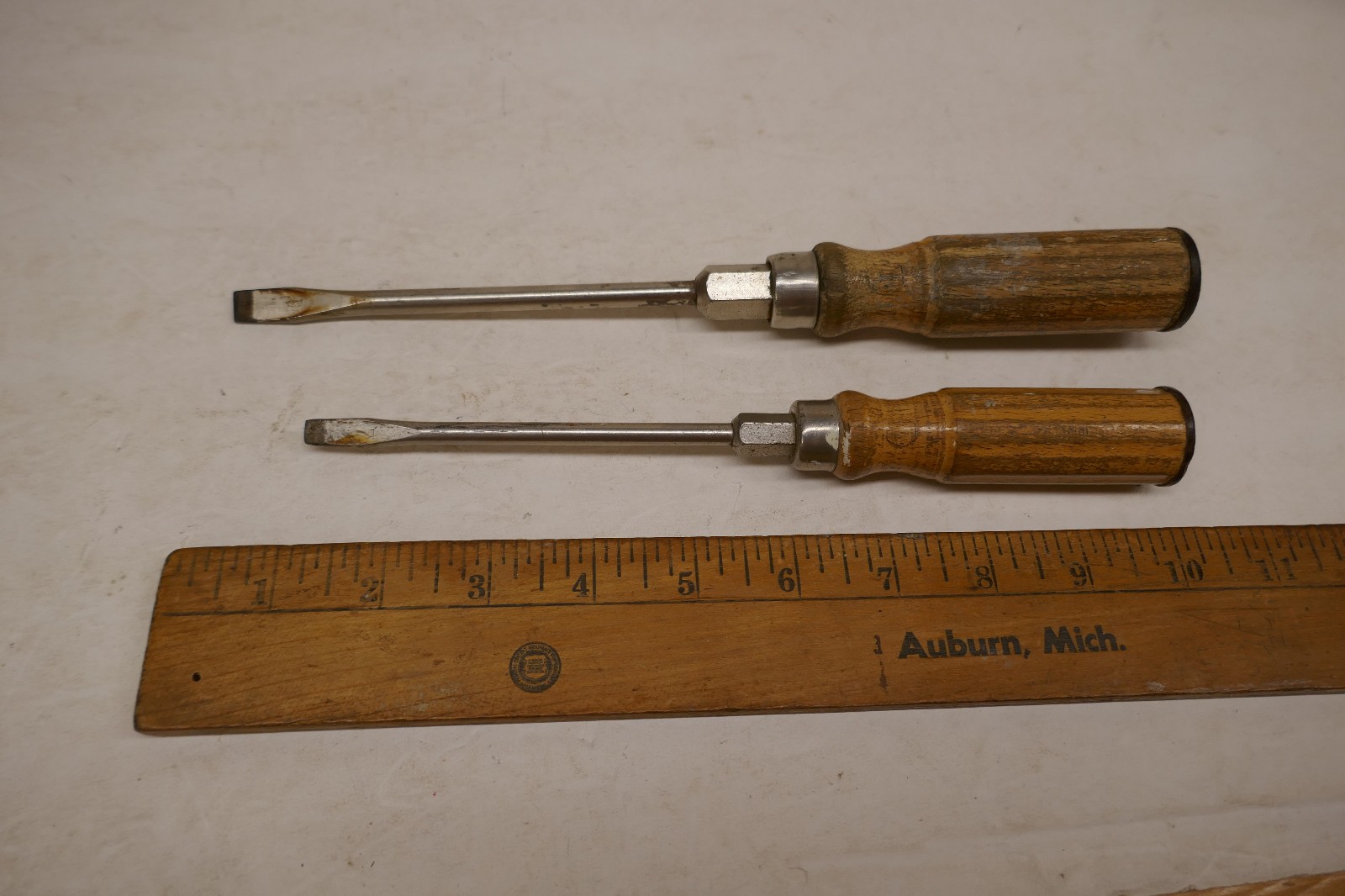 Vintage Pr Wood Handle Screwdriver Flat Slotted Wood Handle Heavy Duty NICE!!
