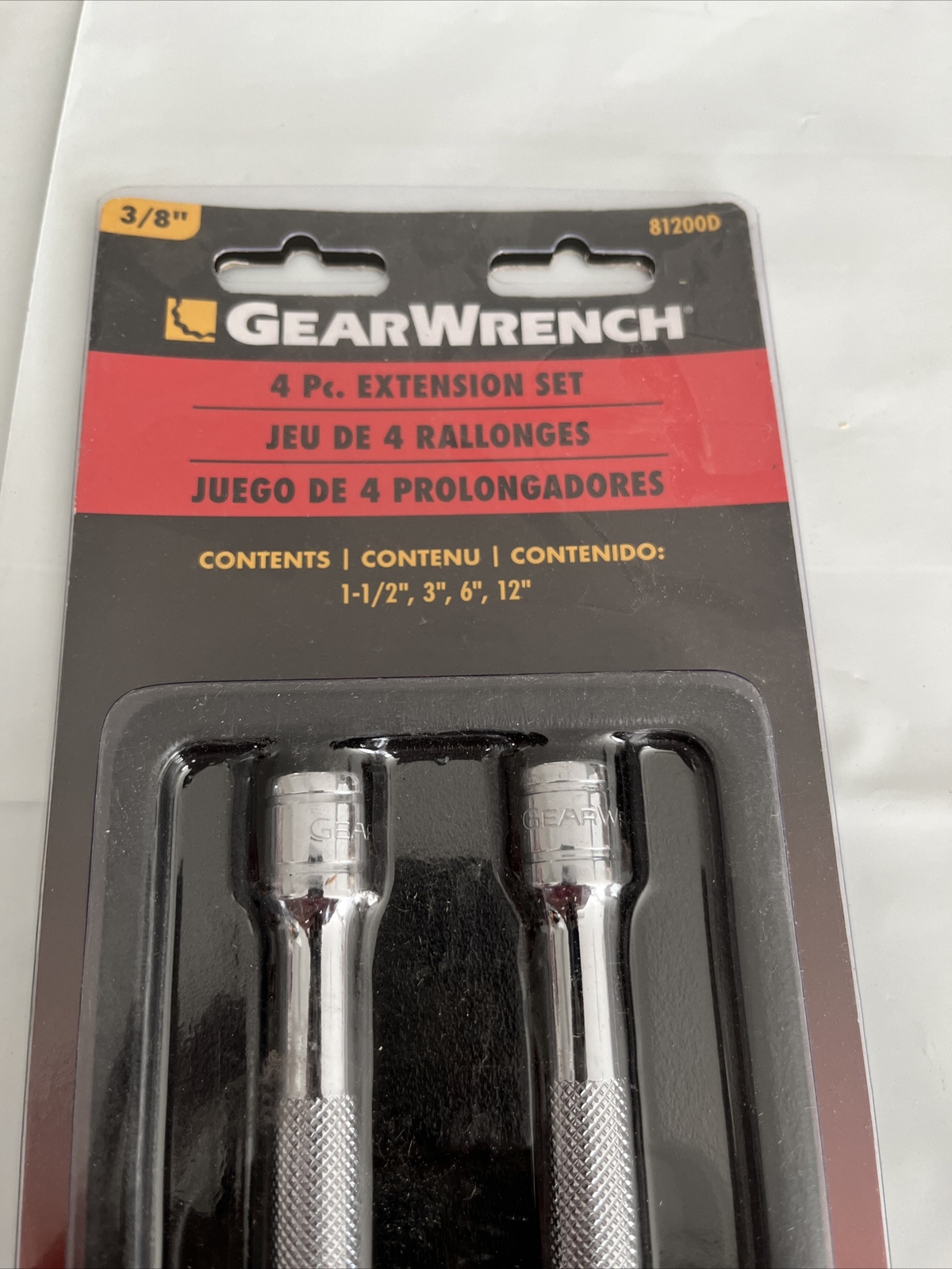 Gearwrench 4pc 3/8″ drive Knurled Extension Set 1.5″, 3″, 6″ & 12″ #81200D