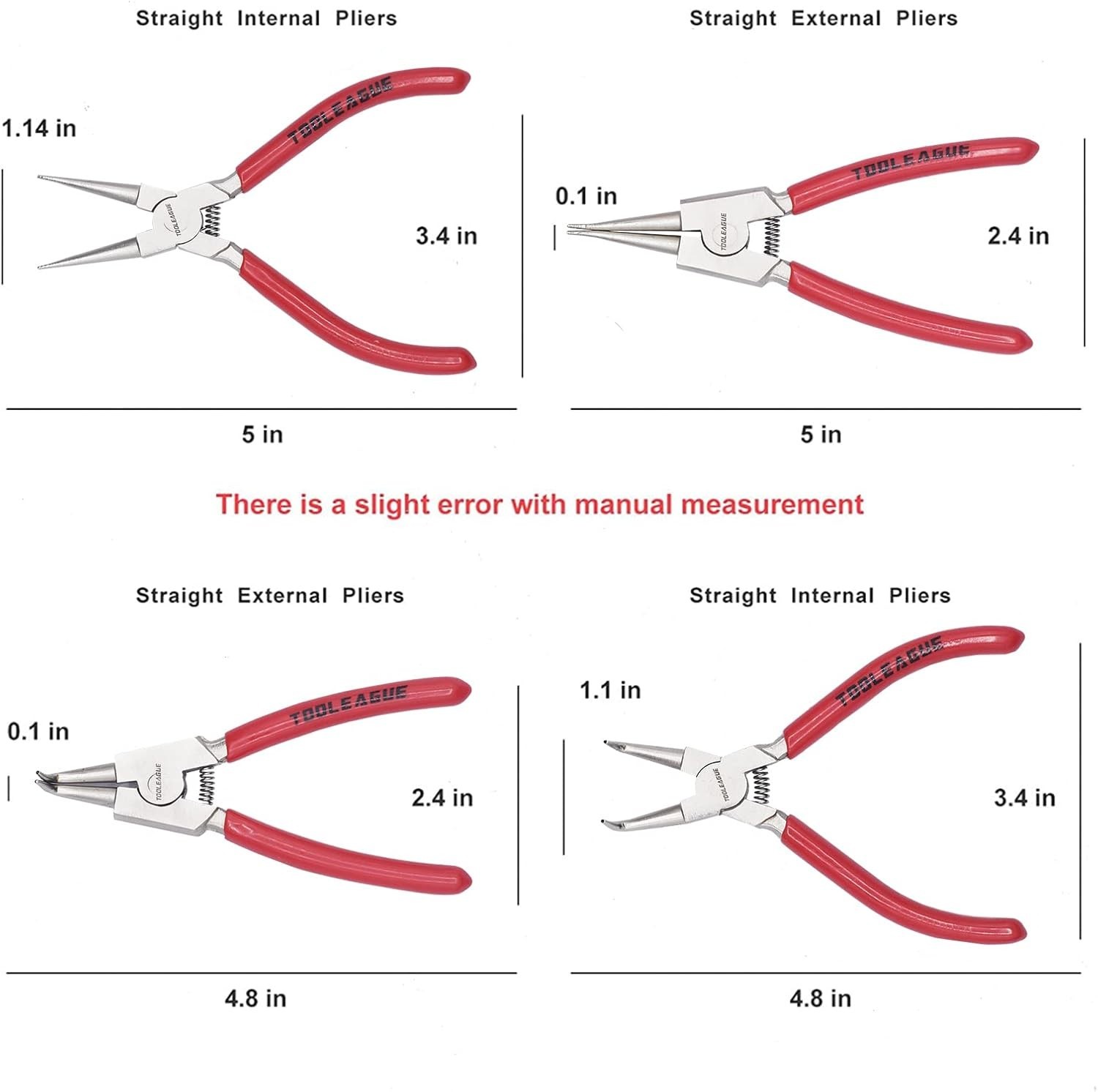 4 pcs Mini Snap Ring Pliers Set – 5″ Heavy Duty Circlip Internal/External